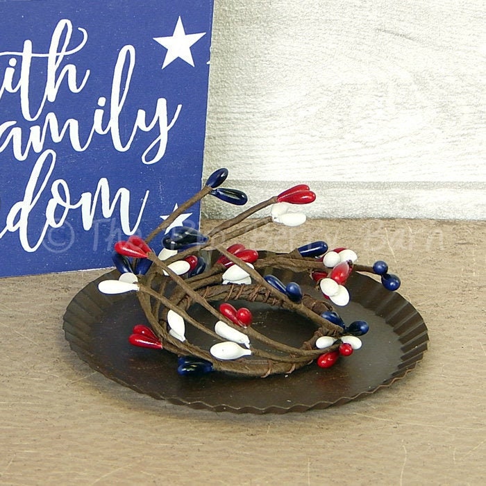 Red White Blue Taper Ring, Berry Taper Ring, Red White Blue Mini Cand…