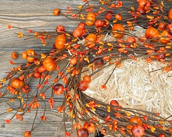 Pumpkin Berry Garland: 60" Fall Wreath Embellishment
