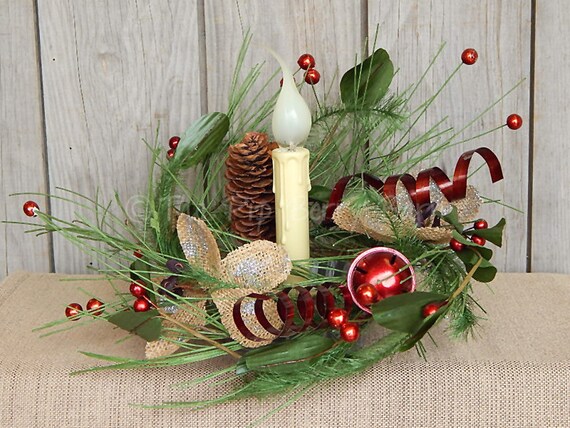 Christmas Candle Ring Christmas Candle Wreath Holiday Pine Candle Ring Christmas Candle Wreath Christmas Floral Floral Supplies Etsy