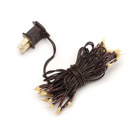 50 Super Bright Teeny Rice String Lights 50 CLEAR BULBS Set Brown Cord