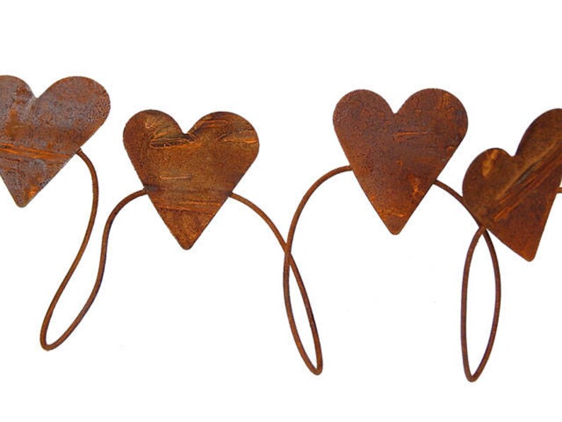 Rusty Tin Heart Garland Tin Hearts Rusty Hearts Craft Etsy