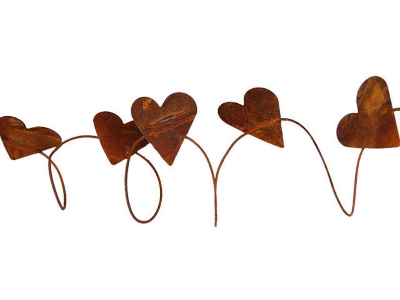Rusty Tin Heart Garland Tin Hearts Rusty Hearts Craft Etsy