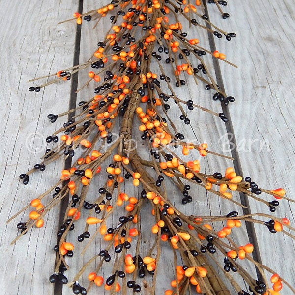 Orange & Black Berry Garland: Pip Berry Fall Decor (57")