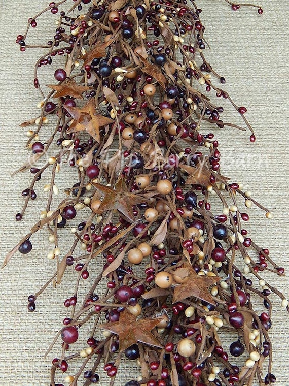 Set of 50 ~ Primitive 7/" 7 inch SAGE Pip Berry Garland Picks Country Craft Decor