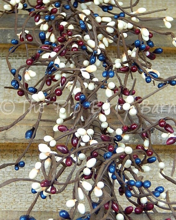 Set of 50 ~ 7/" 7 inch AMERICANA AMERICAN Pip Berry Garland Picks Country Craft