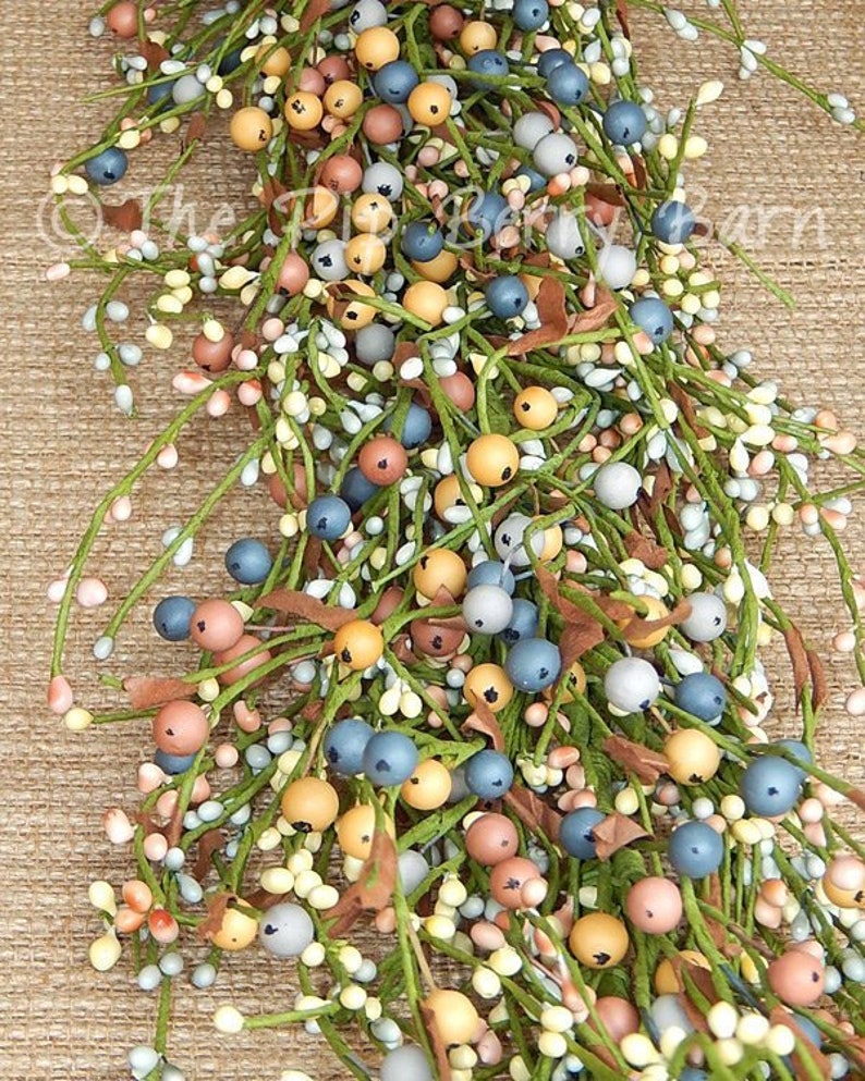 Wreath Making Supplies Colorful Peach Yellow Blue Spring Garland Berry Garland Mixed Berry Garland Pip Berry Garland