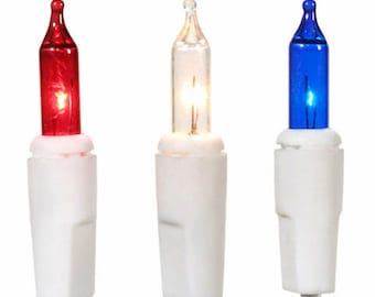 CLOSEOUT - Patriotic Deco Lights, 35 Count Red White Blue Party Lights, Craft Supplies, 4th of July, Patriotic Lighting, Primitive Lights