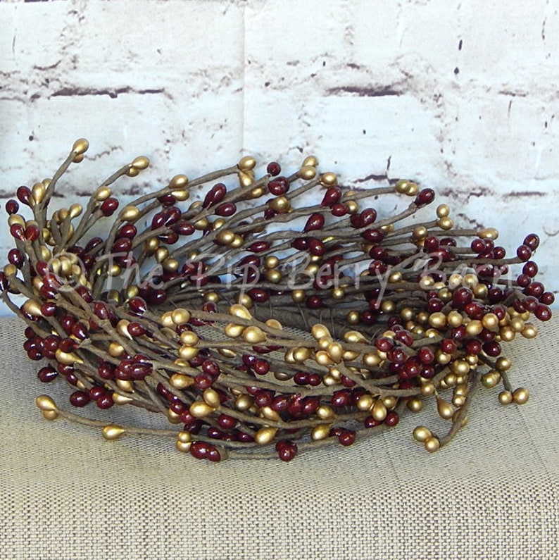 Burgundy & Metallic Gold Candle Ring Pip Berry Candle Ring Etsy