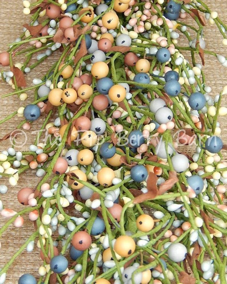 Wreath Making Supplies Colorful Peach Yellow Blue Spring Garland Berry Garland Mixed Berry Garland Pip Berry Garland