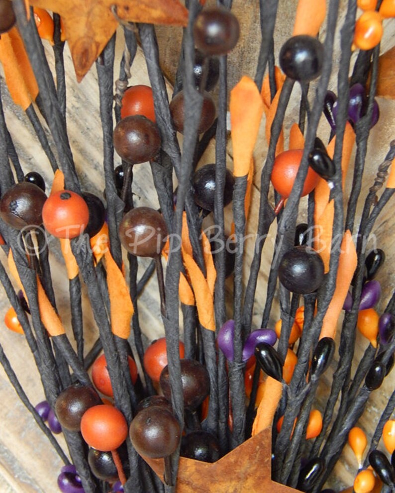 Halloween Floral Spray Purple Black Orange Berry Pick Etsy