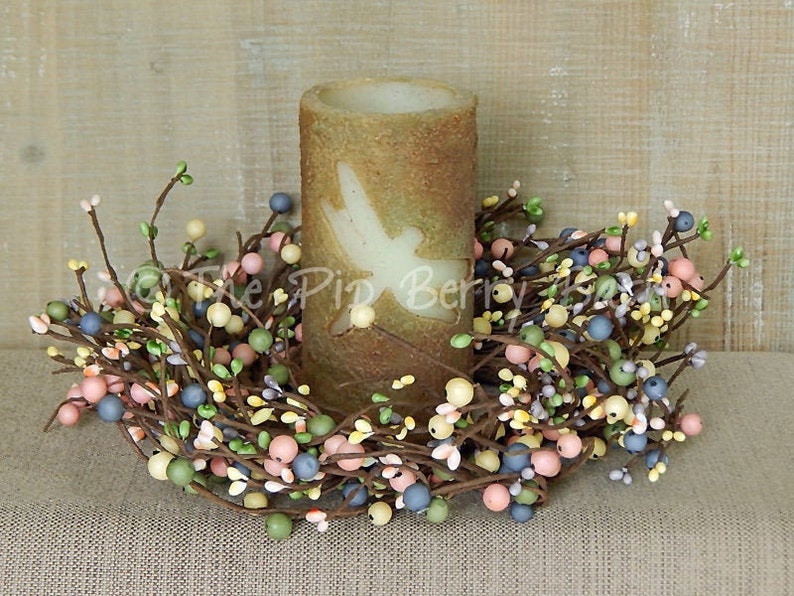 Spring Candle Wreath Floral Ring Easter Decor Spring Candle Etsy