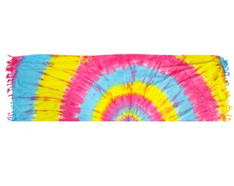 Rainbow Tie Dye Beach Half  Sarong |  Half Sarong | Scarf | Pareo | Boho Sarong | Sarong Wrap Skirt | Beach Wrap