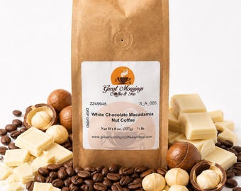 Gourmet White Chocolate Macadamia Nut Coffee - Artisanal Flavored Coffee Beans, Perfect Unique Gift for Coffee Lovers