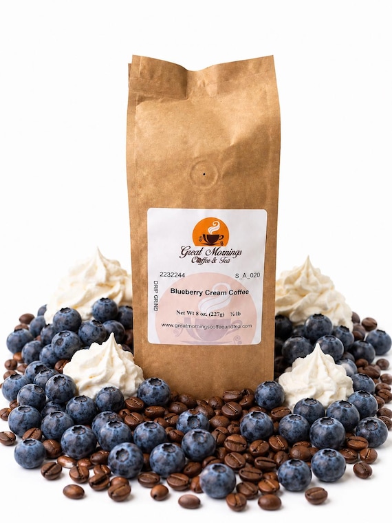 Blueberry Cream Coffee, Whole Bean or Ground, Fruit Flavored Coffee Gift