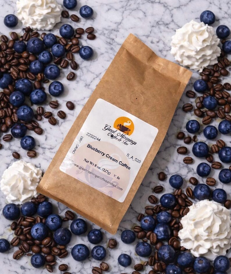 Blueberry Cream Coffee, Whole Bean or Ground, Fruit Flavored Coffee Gift image 5