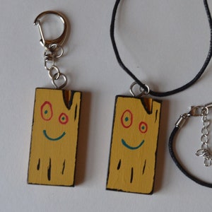 Wood plank keychain  or Necklace  90&#39;s nostalgia