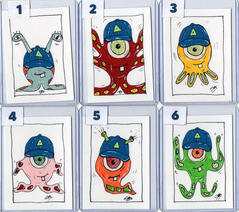 Hand Painted Alien, Monsters and Cryptids. Artist Trading Cards Aceo ...