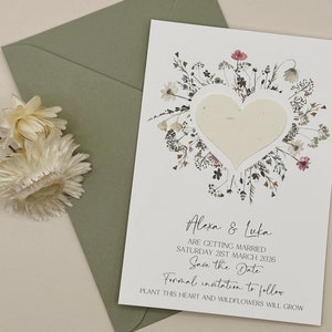 Carta seminata salva la data, inviti di nozze piantabili, verde salvia, ecologico, invito a nozze floreale, matrimonio estivo, verde