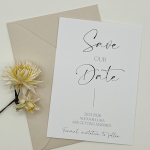 Guarde la tarjeta de fecha, invitaciones de caligrafía, boda simple, recepción nocturna, guarde la noche