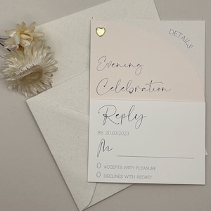 Abendempfang Einladungs-Set, Elegante Hochzeit einladen, Abendeinladung, Hochzeitsfeier einladen, Pergament Hochzeit einladen, QR-Code