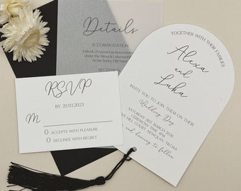 Black and White Arched Wedding Invitation Suite