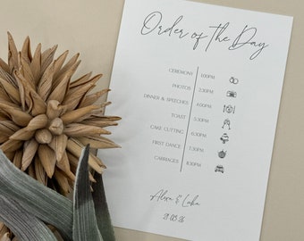 Order of the Day Wedding , Wedding Day Details Information Card, Personalised Timeline, Invite Insert Page, Timeline For Wedding Day