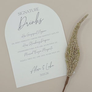 "Hochzeits-Cocktailmenü-Schild, Signature-Getränkekarte, Getränkehochzeitsschild, Getränkekarte, gedrucktes Hochzeitsschild, Hochzeit-Barkarte, Partygetränke."