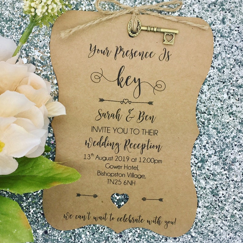 Vintage Wedding Invitation We Do Rustic Wedding Invitation With a Key