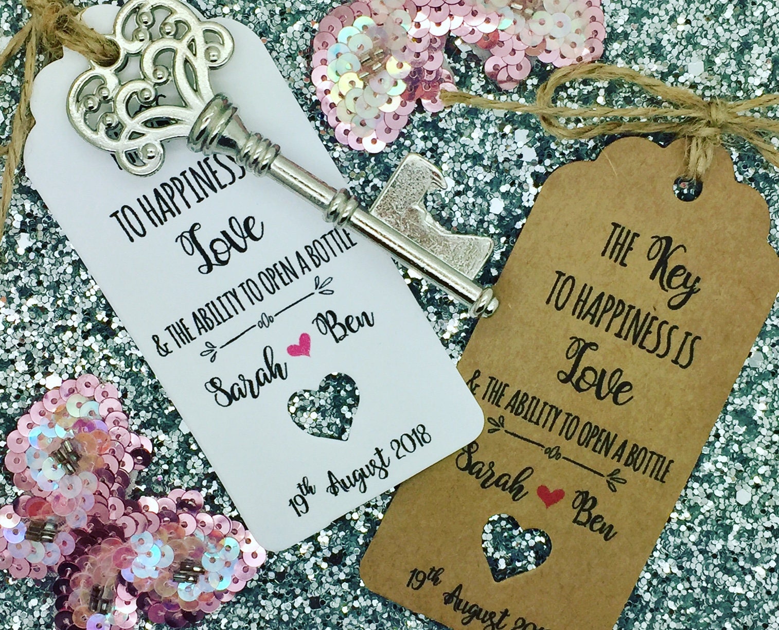 Bottle Opener Wedding Favour Tags The Key to Happiness is Etsy