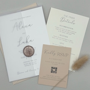 Hochzeitseinladungs-Set aus Pergamentpapier, Neutrale Hochzeitseinladung, Antwortkarten, Antwortkarten, Antwortkarten, Antwortkarte