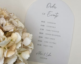Orden del día de la boda, tarjeta de información de detalles del día de la boda, línea de tiempo personalizada, página de inserción de invitación, línea de tiempo para el día de la boda