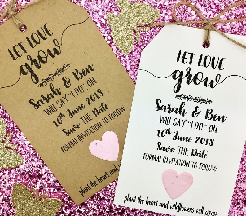 Plantable Seed Paper Confetti Save The Date Card Wedding Invitation