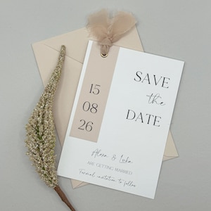 Lint: Save The Date, Save The Date-kaarten, Rustieke Save The Date, Unieke Save The Date, Minimalistische Trouwkaarten, Eenvoudige Save The Date
