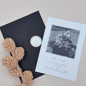 写真付きSave the Dateカード、写真付き招待状、Save The Dateポストカード、シンプルなSave The Date、写真付きSave Our Date招待状