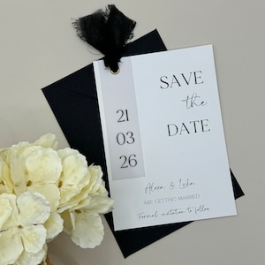 Lint: Save The Date, Save The Date-kaarten, Rustieke Save The Date, Unieke Save The Date, Minimalistische Trouwkaarten, Eenvoudige Save The Date
