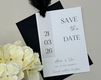 Ribbon Save the Date Card – Minimalist Wedding
