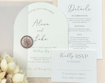 Wedding Invitation, Wedding Stationary, Wedding Invitation Set, Wedding Invitation and Envelope, Neutral Invitation, QR Code