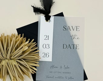 Ribbon Save the Date, Save The Date Cards, Rustic Save The Date, Unique Save The Dates, Minimalist Wedding Invitation, Simple Save The Date