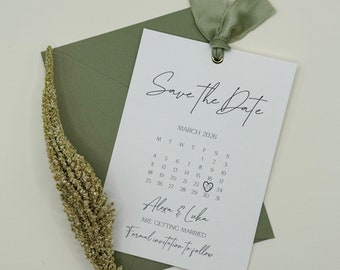 Sage Green Save the Date, Calendar Save The Dates, Save The Date Cards, Wedding Save The Date, Vellum Save The Date, Minimalist