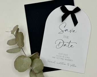 Black Save The Date, Bow Save The Date, Unique Save The Date, Elegant Save The Date