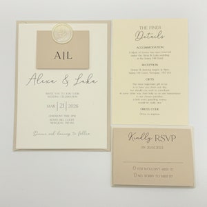 Neutral Wedding Invitation, Wedding Invitations Set, Wedding Stationary, Wedding Invitation and Envelope, QR Code image 2