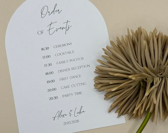 Personalized Wedding Order of the Day Card: Arch Timeline