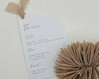 Nude Wedding Menu, Wedding Menu Cards, Modern Menu Card, Arched Elegant Menu, Calligraphy Wedding Menu