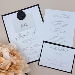 Hochzeitseinladung, Hochzeitseinladungen Set, Hochzeitspapeterie, Hochzeitseinladung und Umschlag, QR-Code