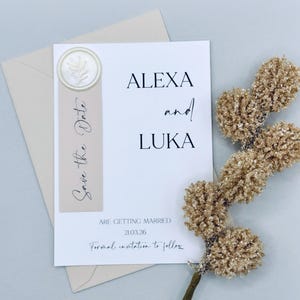 Save The Date Karten, Sparen Sie das Datum, Boho Save the Date, minimalistisch Sparen Sie das Datum, Wachs Stempel, elegant, einzigartig
