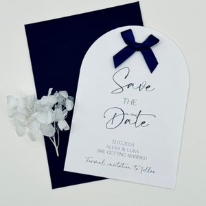 Salva la data blu navy, salva la data con fiocco, salva la data unica, salva la data semplice, matrimonio invernale