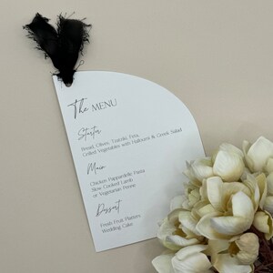 Karty menu weselnego, nowoczesne karty menu, eleganckie menu łukowe, menu weselne kaligrafia