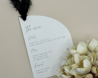 Wedding Menu, Wedding Menu Cards, Modern Menu Card, Arched Elegant Menu, Calligraphy Wedding Menu