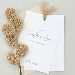 Carte de remerciement personnalisée pour belle-sœur de mariage – Message personnalisé de la mariée ou du marié à ma belle-sœur le jour de mon mariage