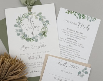 Sage Green Eucalyptus Wedding Invitation Set